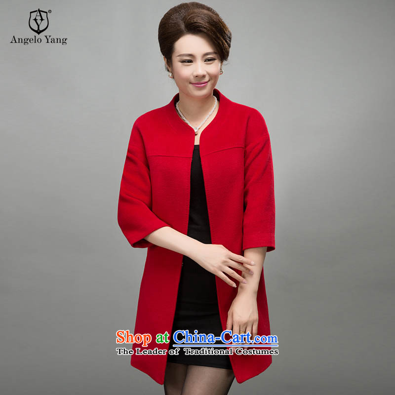 On its large speaker women 2015 autumn and winter new woolen coat girl in long hair? Boxed cashmere overcoat mother coat to increase female red XXXL,ANGELOYANG,,, shopping on the Internet