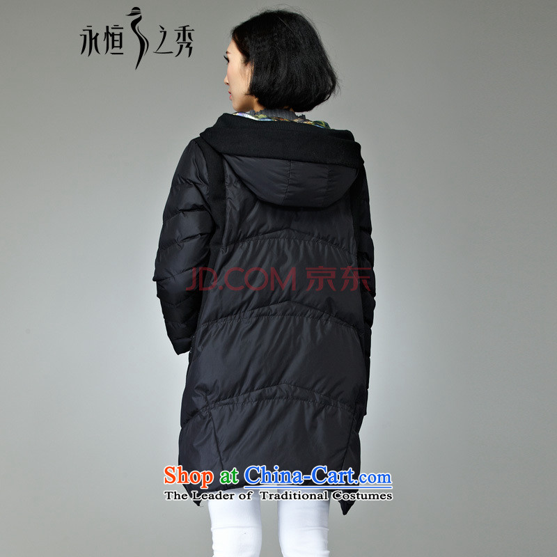 2015 MM to thick cotton clothing xl girl in autumn and winter jackets long new monochrome wave point high-end stylish black cotton atmospheric XL, eternal Soo , , , shopping on the Internet