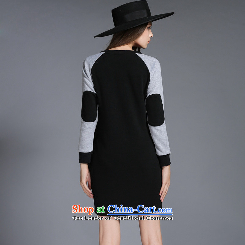The new 2015 Elizabeth discipline western style large female winter clothing to increase long-sleeved skirt Fashion letters stamp thick wool thick sister, forming the basis of the establishment of a black XL, discipline and Mona Lisa ZR2130- shopping on t