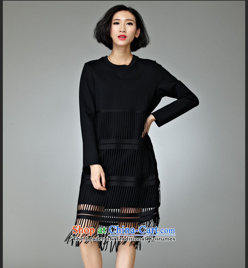 Khao Lak Gigi Lai Man of autumn and winter 2015 new products to xl long-sleeved dresses edging new mm female body decorated in rich graphics thin black 3XL people thick photo, prices, brand platters! The elections are supplied in the national character of distribution, so action, buy now enjoy more preferential! As soon as possible.
