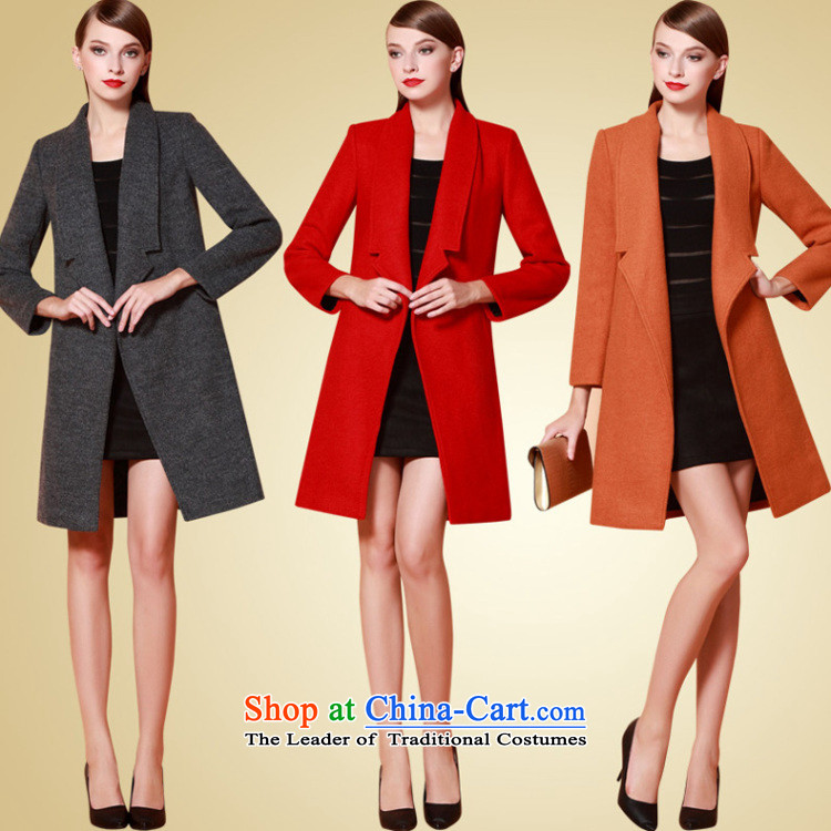  Europe and the atmosphere of solid color ONEBUYE large wild stylish reverse collar on chancing long long-sleeved a wool coat female orange M picture, prices, brand platters! The elections are supplied in the national character of distribution, so action, buy now enjoy more preferential! As soon as possible.