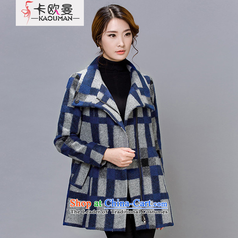 In Cayman?2015 winter clothing new products, loose video thin short wool coat autumn and winter, Korean Sleek and versatile latticed upscale gross? t-shirt coats latticed?M