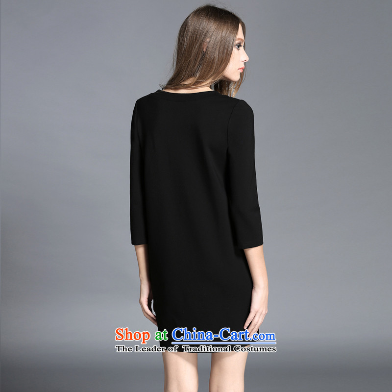 Rui Mei to large 2015 Fall/Winter Collections for women to new xl animals stamp forming the long-sleeved dresses C7256 3XL, Rui Mei be black (RIUMILVE) , , , shopping on the Internet