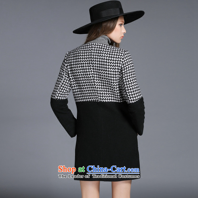 The new 2015 Elizabeth discipline western style thick large sister women Fall/Winter Collections gross jacket chidori grid? thick mm a wool coat ZR2158- black 4XL, discipline Windsor shopping on the Internet has been pressed.