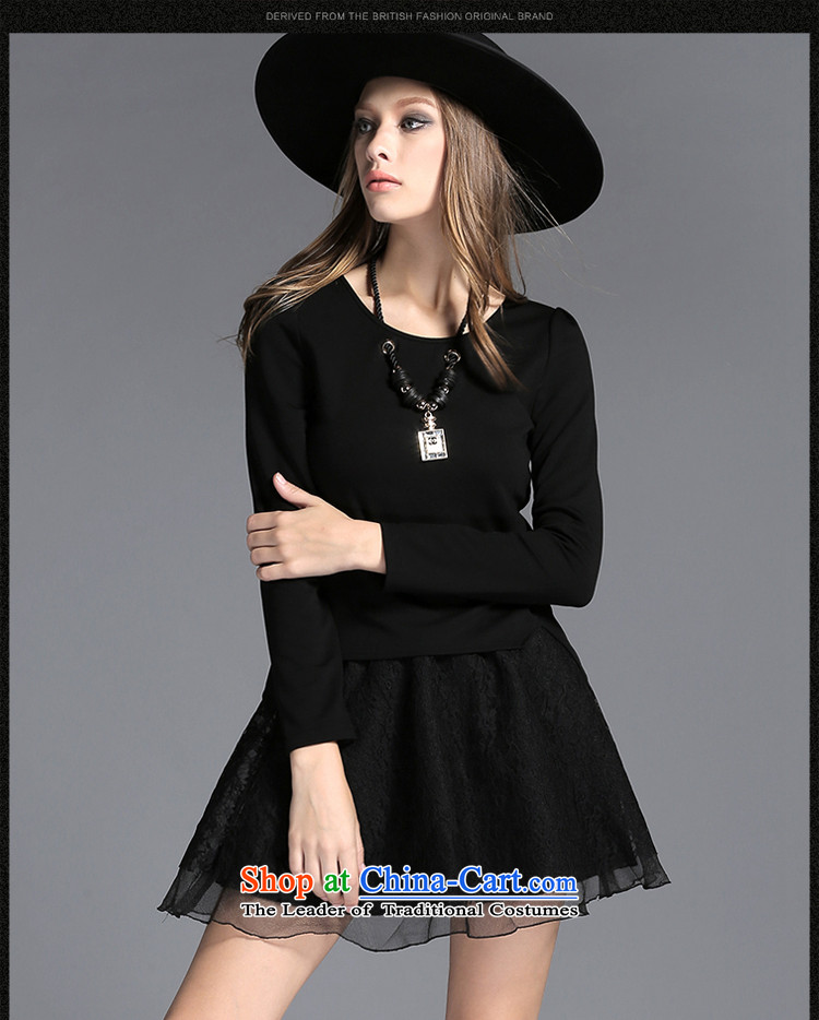 Rui Mei to large 2015 Fall/Winter Collections for women to new xl decorated long-sleeved shirt Kit + bon bon short skirt two kits C7251 3XL black picture, prices, brand platters! The elections are supplied in the national character of distribution, so action, buy now enjoy more preferential! As soon as possible.