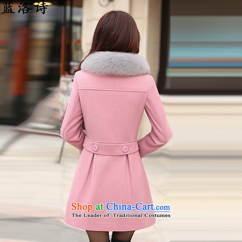Blue4 poetry 2015 autumn and winter female Korean version of Sau San graphics and slender pink coat , L, Blue?, poetry , , , shopping on the Internet