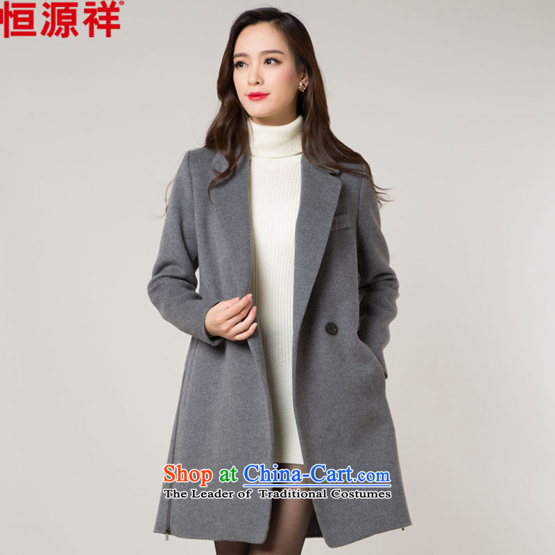 Hang in Yuen Cheung-long loose video thin thick hair? 2015 autumn and winter coats female new two-sided Pure wool a wool coat in gray170_L