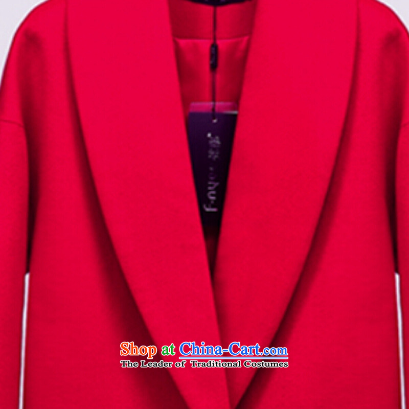 Min-European site large relaxd Gao Yuanyuan stars with style gross? jacket a wool coat girl in long red S 105 catties, Min KIOSK.... shopping on the Internet