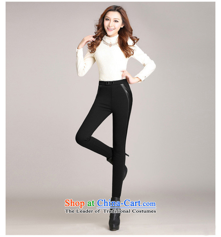 Morning to 2015 autumn and winter new Korean version of large numbers of women who are spelled leather pants ere temperament and lint-free cleaning video thin solid thick warm trousers thick black trousers, forming the mm 4XL RECOMMENDATIONS 150 - 160131 catty picture, prices, brand platters! The elections are supplied in the national character of distribution, so action, buy now enjoy more preferential! As soon as possible.