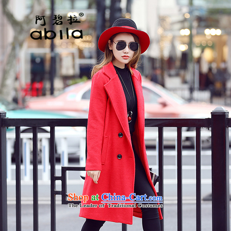 The drop-down in the Pik Long Hair? a jacket coat female Korean female Sau San Red M of jacket (abila Pik) , , , shopping on the Internet