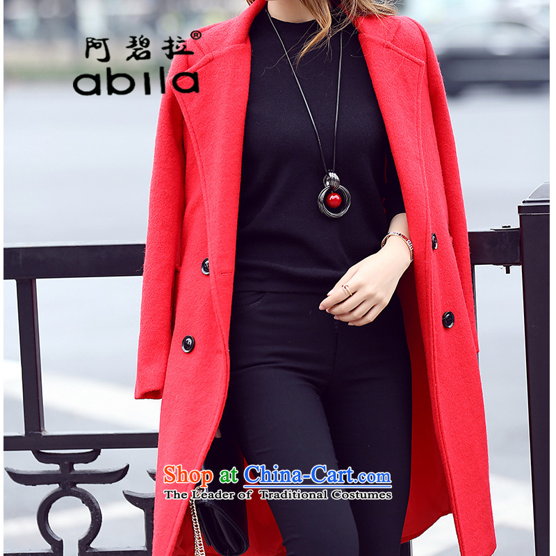 The drop-down in the Pik Long Hair? a jacket coat female Korean female Sau San Red M of jacket (abila Pik) , , , shopping on the Internet