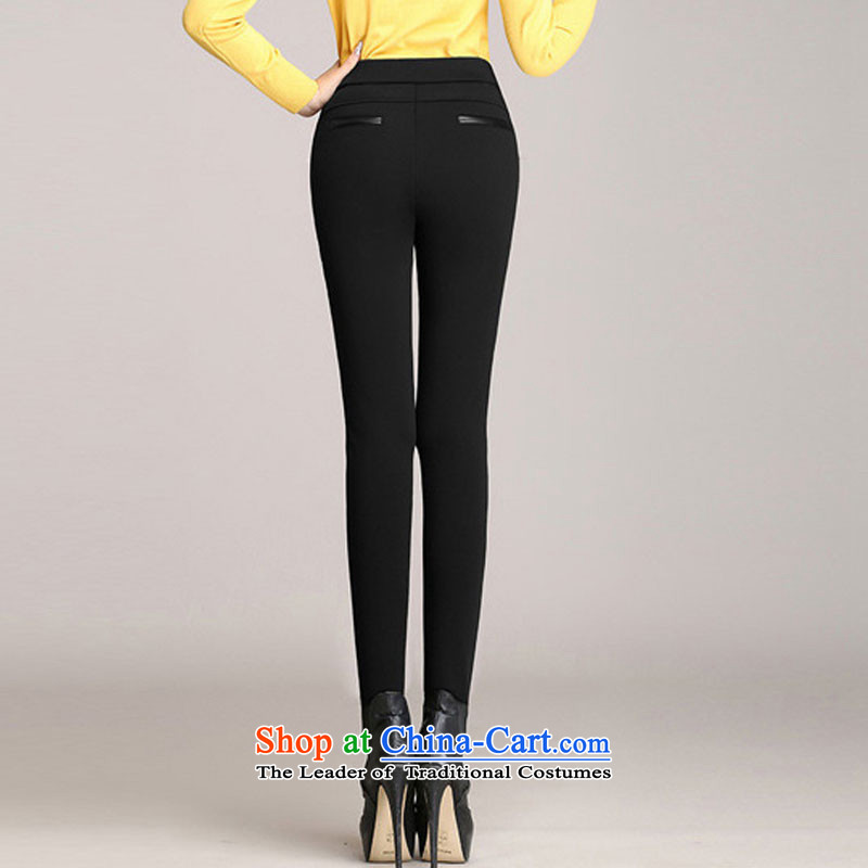 Morning to 2015 winter clothing new larger female plus lint-free cleaning thick MM thick solid graphics thin stretch of Sau San stitching castor trousers gold lint-free warm black trousers L recommendations 110-120, morning to , , , shopping on the Internet