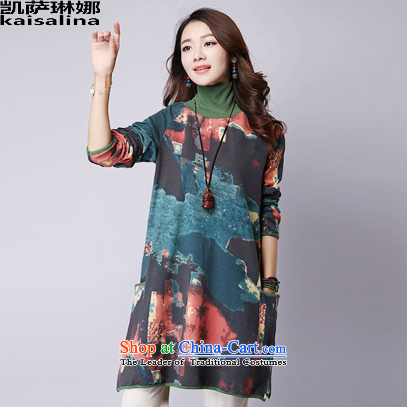 Chessa Catarina 2015 autumn and winter new Korean version of larger female relaxd dress 9905 Map Color XXL, Kai (kaisalna) , , , shopping on the Internet