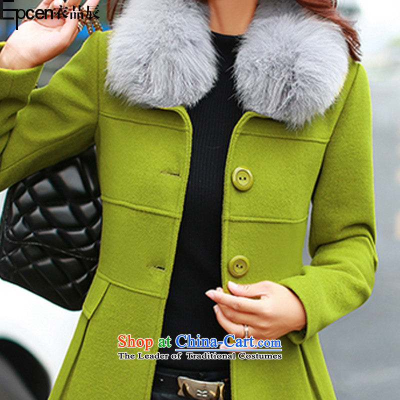 Korea's 2015 new products for autumn and winter female warm gross a wool coat FZ5048 GREEN M lane raining , , , shopping on the Internet