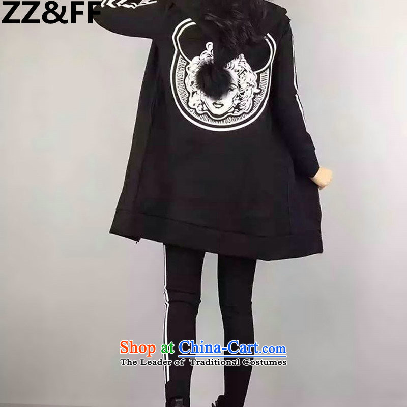  The European station 2015 Zz&ff autumn and winter large female thick mm jacket coat two kits leisure sports wear black XXXXXL,ZZ&FF,,, shopping on the Internet