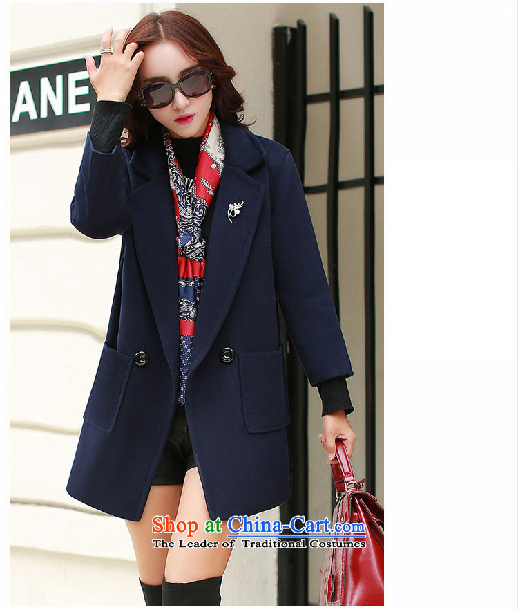 Xuan ina 2015 autumn and winter new Korean female jacket is thick hair, long thin stylish Sau San graphics double-wool coat LSGD1603? navy blue M picture, prices, brand platters! The elections are supplied in the national character of distribution, so action, buy now enjoy more preferential! As soon as possible.