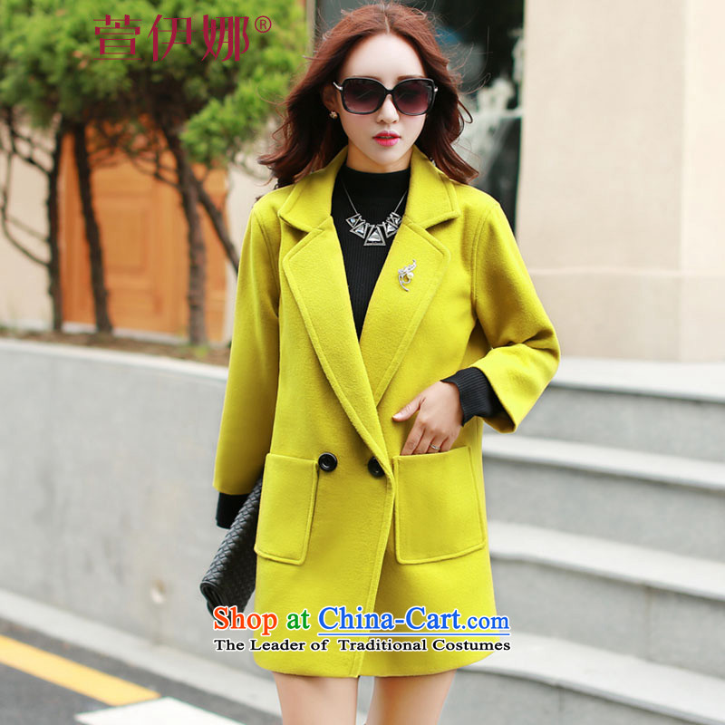 Xuan ina 2015 autumn and winter new Korean female jacket is thick hair, long thin stylish Sau San graphics double-wool coat LSGD1603? navy blue M Xuan ina , , , shopping on the Internet