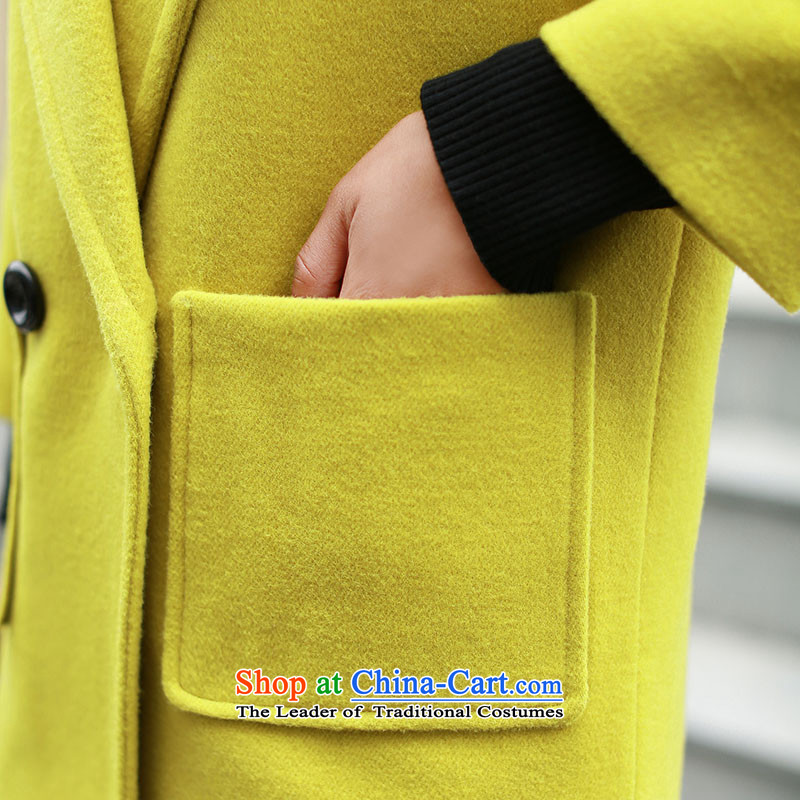 Xuan ina 2015 autumn and winter new Korean female jacket is thick hair, long thin stylish Sau San graphics double-wool coat LSGD1603? navy blue M Xuan ina , , , shopping on the Internet