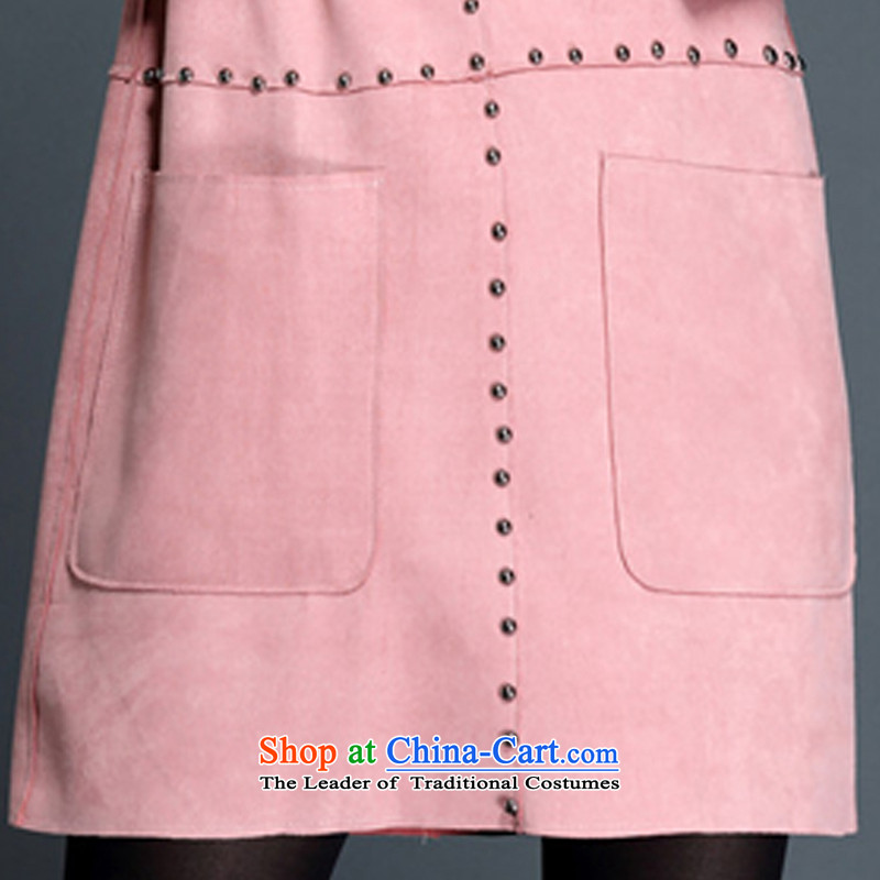 In the 2015 Fall/Winter Collections Lin new fall for women on the new Korean winter loose extra thick MM long-sleeved dresses 5440 pink 3XL, pocket of the Lin , , , shopping on the Internet