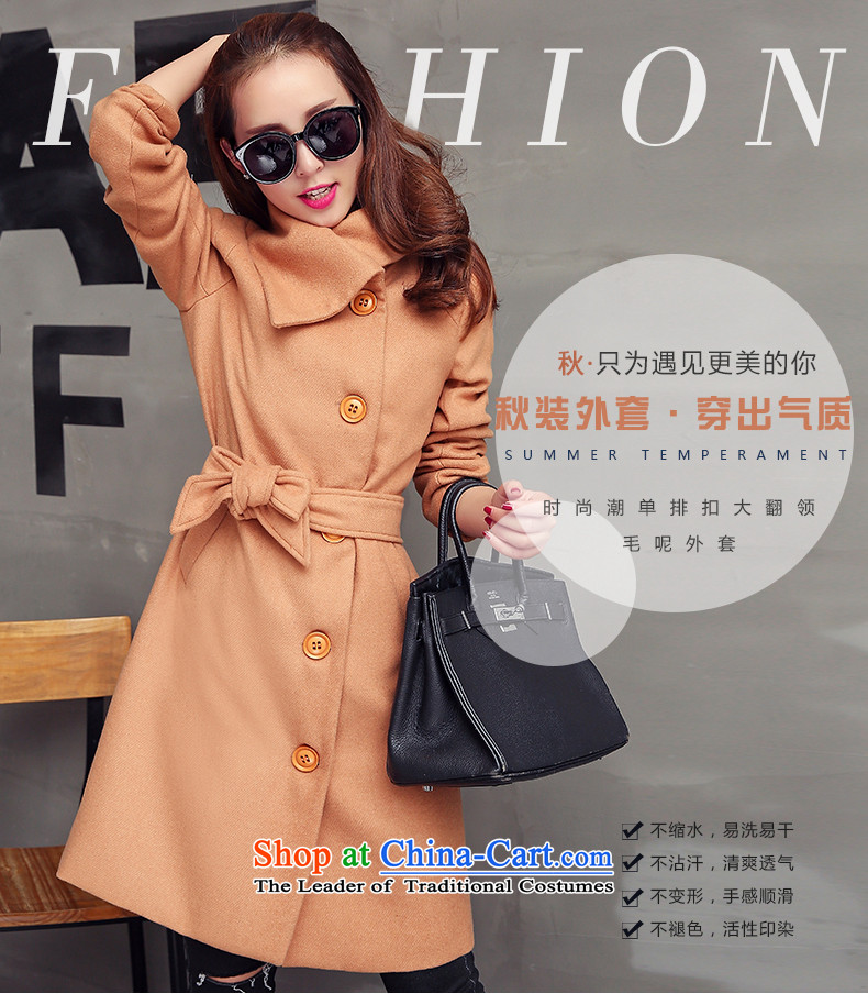 Pacar Gigi Lai Addis Ababa autumn and winter 2015 new products Sau San a wool coat Korean Sau San video thin hair? girls jacket long large flows of women with dark brown belt XXL picture, prices, brand platters! The elections are supplied in the national character of distribution, so action, buy now enjoy more preferential! As soon as possible.