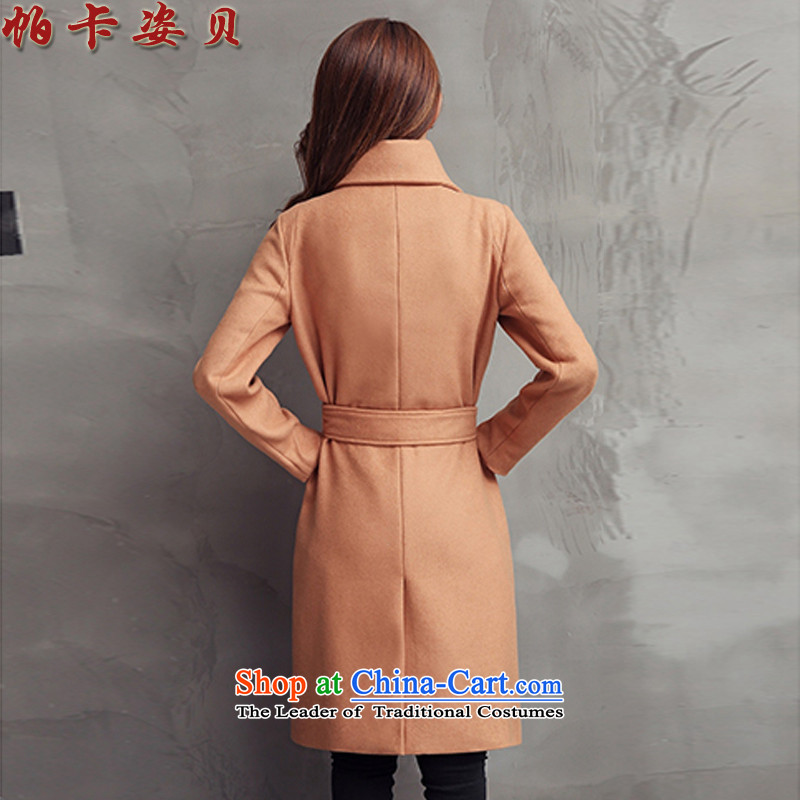 Pacar Gigi Lai Addis Ababa autumn and winter 2015 new products Sau San a wool coat Korean Sau San video thin hair? girls jacket long large flows of women with dark brown waistband XXL, PACAR Gigi Lai Addis Ababa shopping on the Internet has been pressed.
