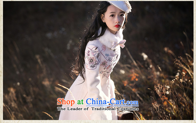 Gigi Lai Siu sentimentally attached to the 2015 autumn and winter new rabbit hair retro embroidered long wool? long coats women coats rice flour M pre-sale 35 days) Picture, prices, brand platters! The elections are supplied in the national character of distribution, so action, buy now enjoy more preferential! As soon as possible.