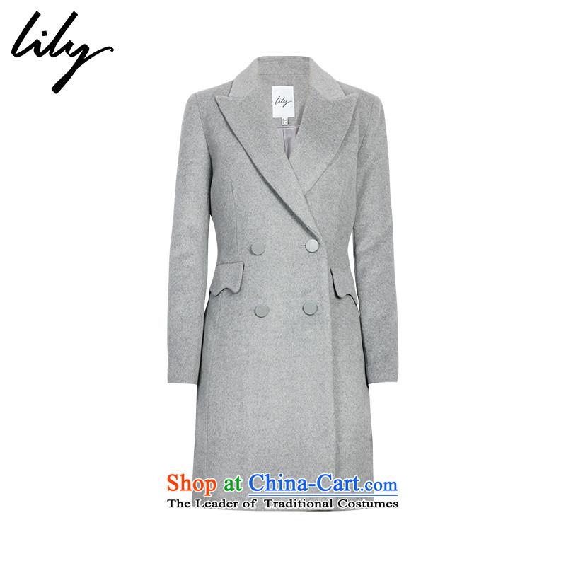 Lily2015 winter clothing decorated new women's body in pure color long hair female Korean jacket? 115490F1631 -507 Ma gray 155/80A/S,LILY,,, shopping on the Internet