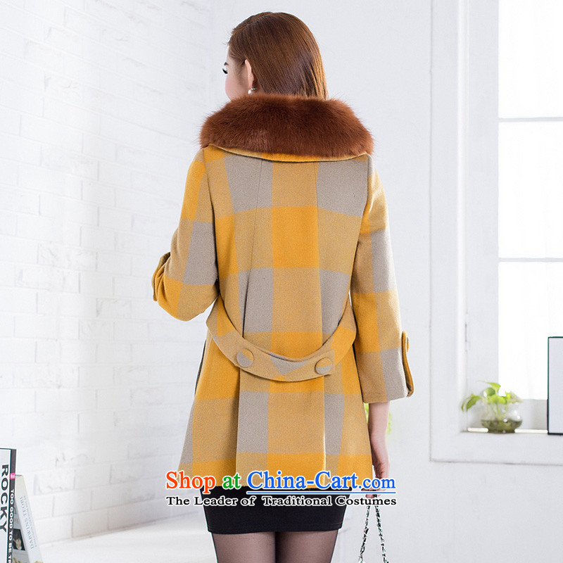 2015 Autumn and winter new larger female Korean to xl cashmere overcoat thick MM THIN thick sister Sau San video gross coats jacket female thick? 2XL, blue-Woo Yan (HYX) , , , shopping on the Internet