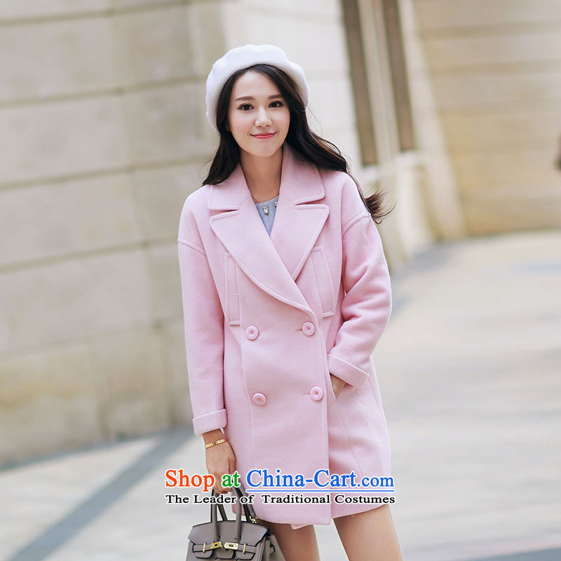 Christy Love 2015 autumn and winter new lapel temperament?   in gross jacket long a wool coat female D3082 pink M pre-sale, November 5), Christy Love , , , shopping on the Internet