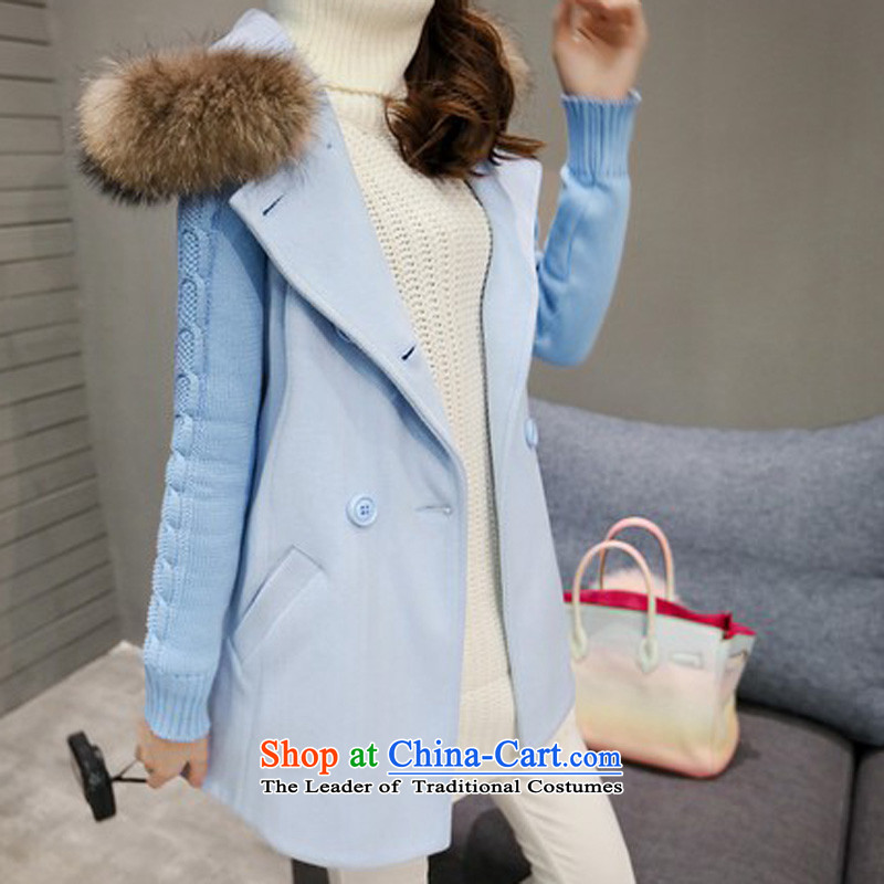 Oehe 2015 winter clothing new Korean version in Sau San long jacket, female video thin long-sleeved really gross collar cap Gross (with a blue coat? Really gross collar) M,OEHE,,, shopping on the Internet