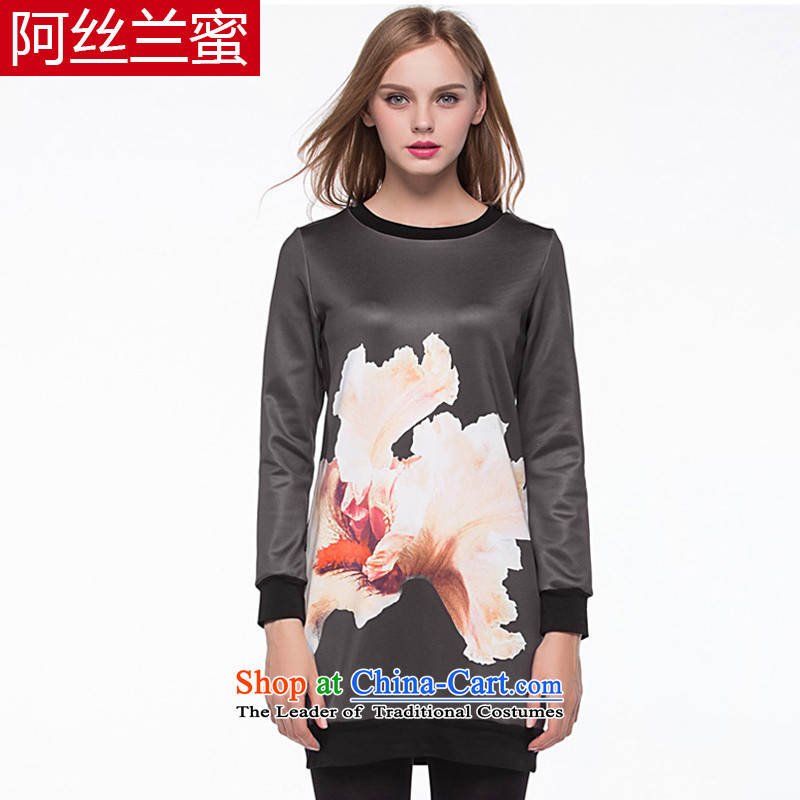 A large number of honey yucca female thick MM video thin 2015 Fall_Winter Collections of new stamp Sau San over the medium to longer term retro TEE SWEATER 7XL Gray