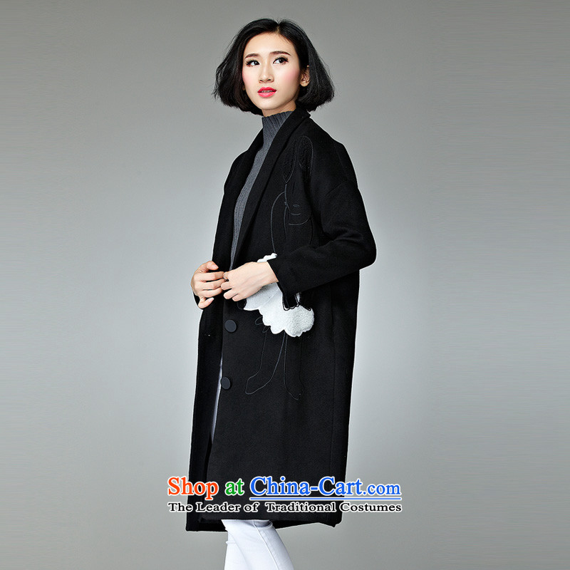 The Eternal Soo-to increase women's code gross coats jacket thick MM? sister 2015 Fall/Winter Collections of video in the thick of thin long new Korean cartoon gross 3XL, black jacket is eternal Soo , , , shopping on the Internet