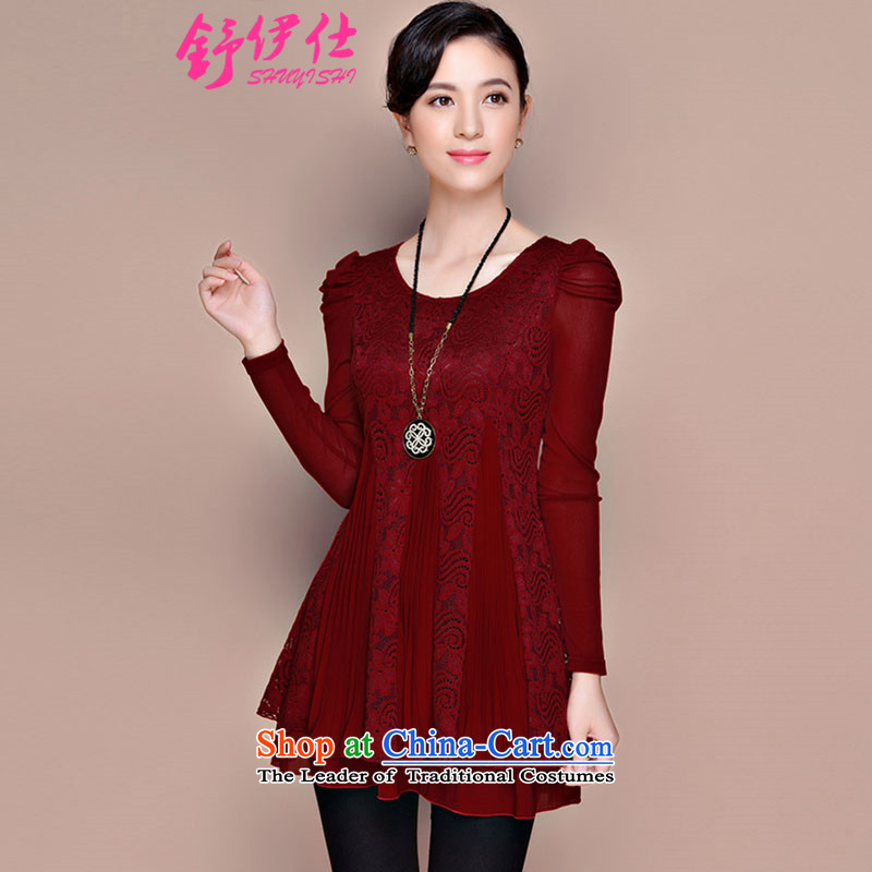 Schui Sze autumn and winter load new products very large code is loaded in the thick-mei long long-sleeved shirt, forming the lace video women thin ice woven shirts warm clothes xlarge dresses black XXXL, schui see (shuyishi) , , , shopping on the Internet