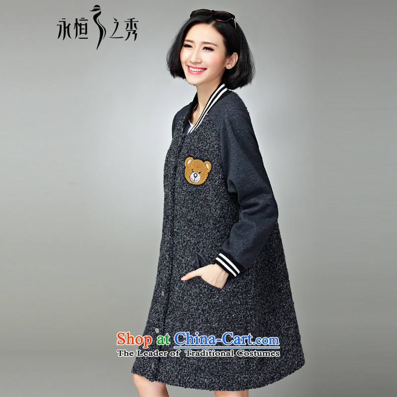 The Eternal Soo-to increase women's code gross coats jacket thick sister? MM2015 Fall/Winter Collections Korea cartoon version thick, Hin thin hair? butted long new flower gray 3XL, eternal Soo , , , shopping on the Internet