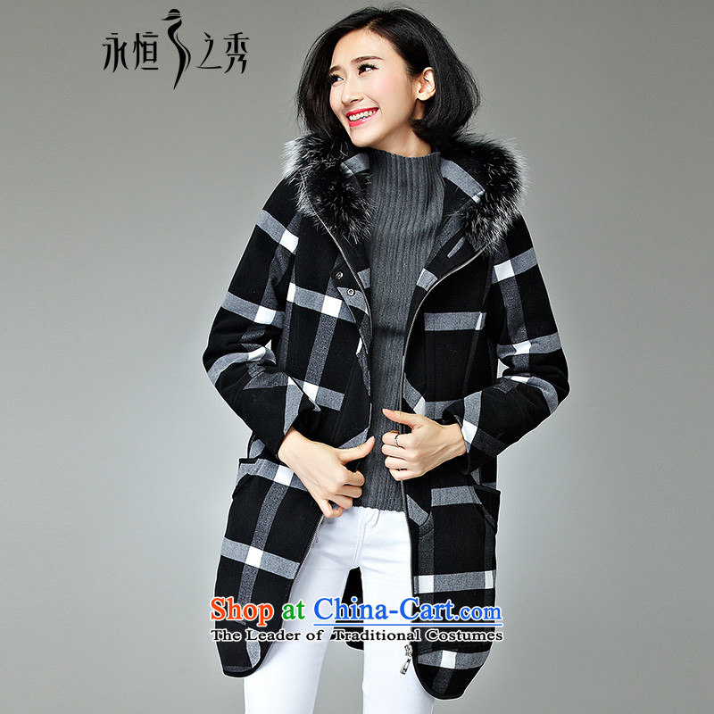 The Eternal Soo-To increase the number of female jackets thick MM2015 Fall/Winter Collections thick black and white checkered sister coats thick, Hin in thin long nuclear-Neck Jacket black and white checkered gross 3XL, eternal Soo , , , shopping on the Internet