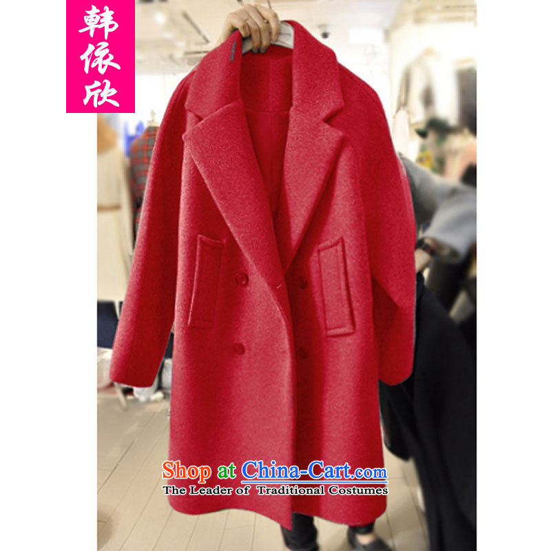 According to the Korea Yan mm2015 thick hair fall/winter collections jacket to? xl women's sister in autumn and winter thick long a wool coat large red XXXXL, won according to Yan Shopping on the Internet has been pressed.