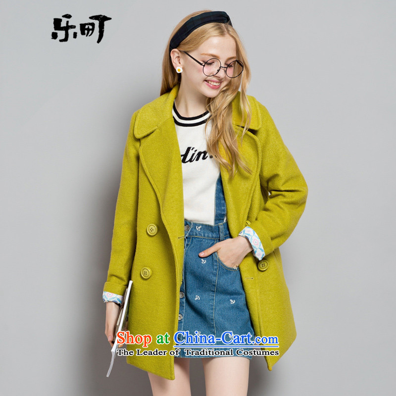 Lok-machi 2015 Autumn new products female atmospheric simple large lapel coats female L_165 yellow jacket