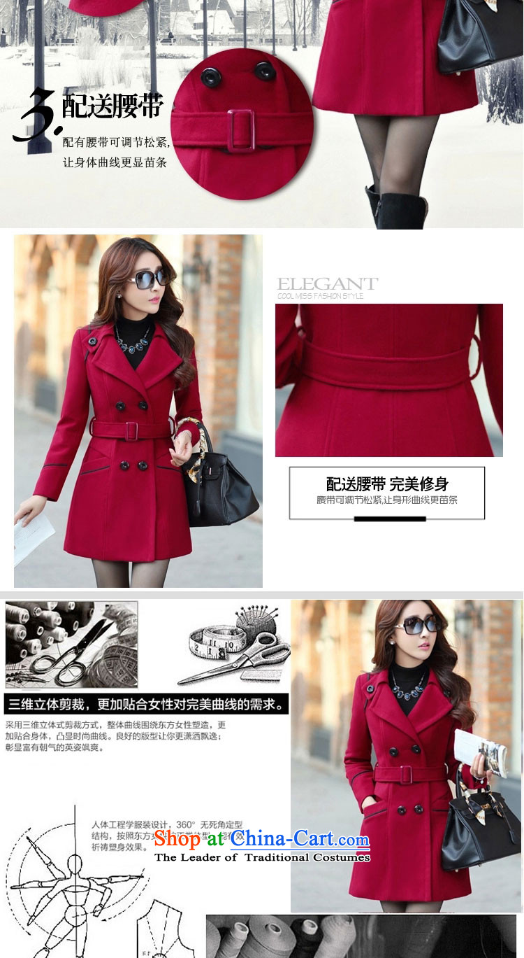 To Chi 2015 autumn and winter new Korean girl who decorated in long jacket? gross shirts gross coats female deep red? M picture, prices, brand platters! The elections are supplied in the national character of distribution, so action, buy now enjoy more preferential! As soon as possible.
