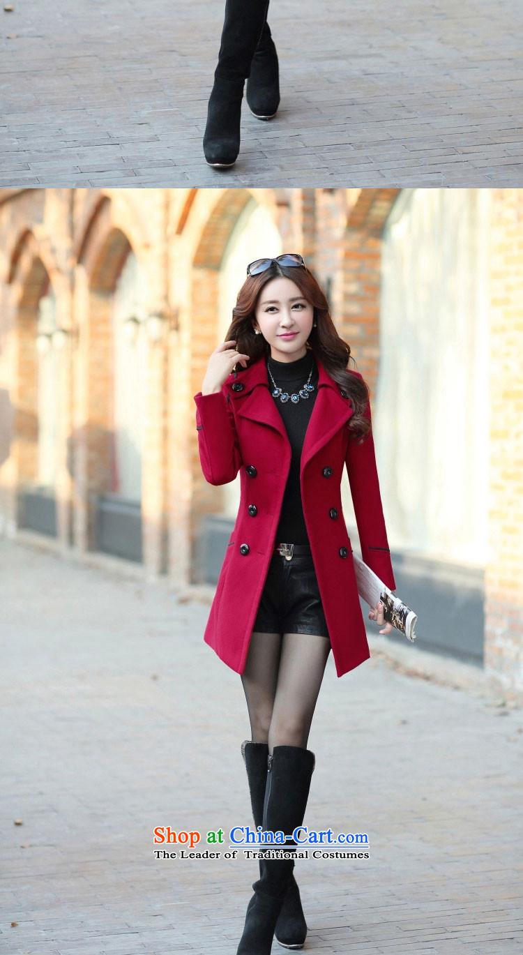 To Chi 2015 autumn and winter new Korean girl who decorated in long jacket? gross shirts gross coats female deep red? M picture, prices, brand platters! The elections are supplied in the national character of distribution, so action, buy now enjoy more preferential! As soon as possible.