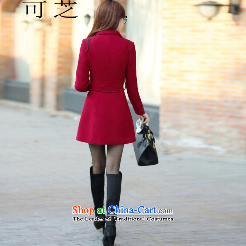 To Chi 2015 autumn and winter new Korean girl who decorated in long jacket? gross shirts gross coats female deep red? M to Toshiba , , , shopping on the Internet