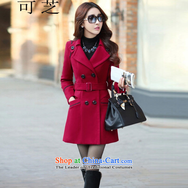 To Chi 2015 autumn and winter new Korean girl who decorated in long jacket? gross shirts gross coats female deep red? M to Toshiba , , , shopping on the Internet