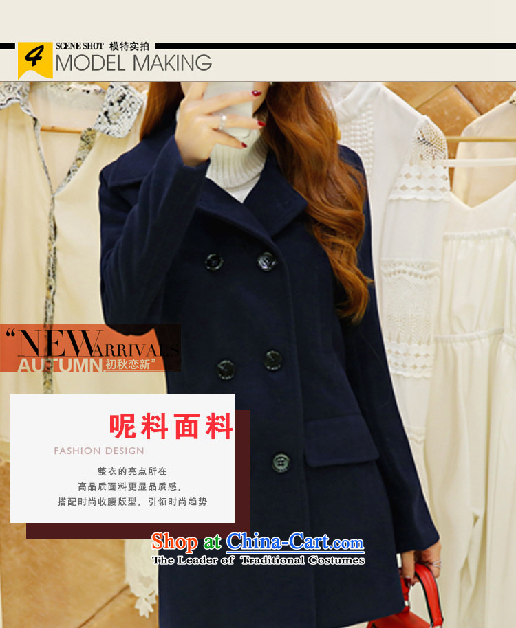 2015 Autumn and winter new gross? jacket a wool coat girl in long thin leisure korea video Sau San edition temperament and stylish double-feeder for larger flip navy S picture, prices, brand platters! The elections are supplied in the national character of distribution, so action, buy now enjoy more preferential! As soon as possible.