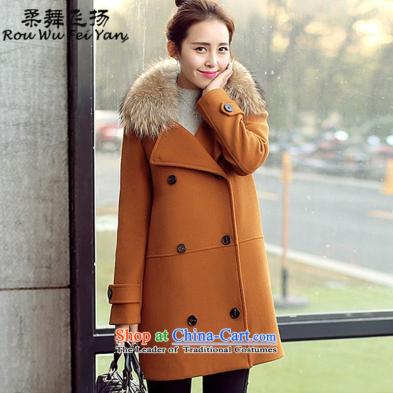 AEROS Sophie female autumn and winter coats? female new Korean female jacket? gross in Sau San long gross a wool coat women 1022 A Kim and color L
