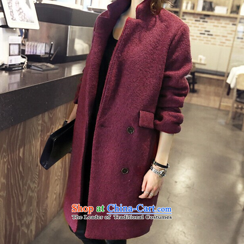 The Korean version of a straight jacket coat? female wool over the medium to longer term, wine red M 9 Yan Shopping on the Internet has been pressed.