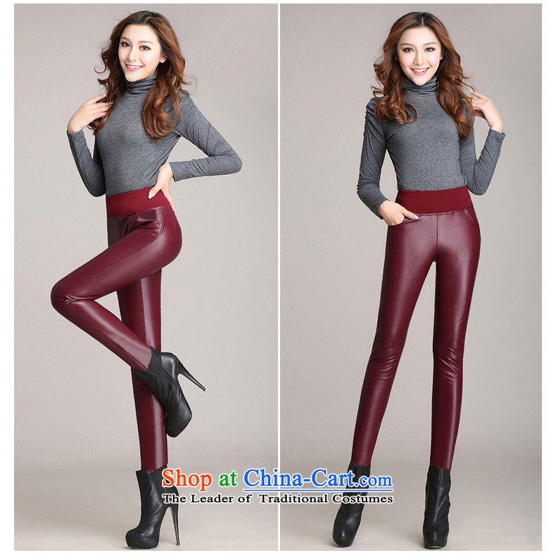 The 2015 Winter big dumping code women plus lint-free thick stylish leather pants girl PU wild stretch castor trousers   8512 Leisure blue 3XL   recommended cost between HKD150-170 catty picture, prices, brand platters! The elections are supplied in the national character of distribution, so action, buy now enjoy more preferential! As soon as possible.