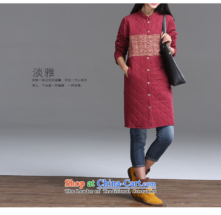 2015 Autumn and Winter Korea MEISUDI version of large numbers of ladies arts van collar clip cotton waffle warm relaxd graphics, long-jacket, thin wine red XXL picture, prices, brand platters! The elections are supplied in the national character of distribution, so action, buy now enjoy more preferential! As soon as possible.