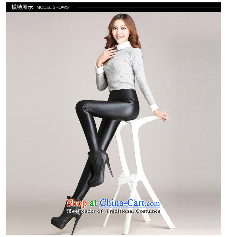 Morning to 2015 winter new Korean version of large numbers of female add PU Coated Thick Wool Pants Sleek and versatile high Waist Trousers gold-castor warm black leather pants 2XL recommendations 130-140 catty picture, prices, brand platters! The elections are supplied in the national character of distribution, so action, buy now enjoy more preferential! As soon as possible.