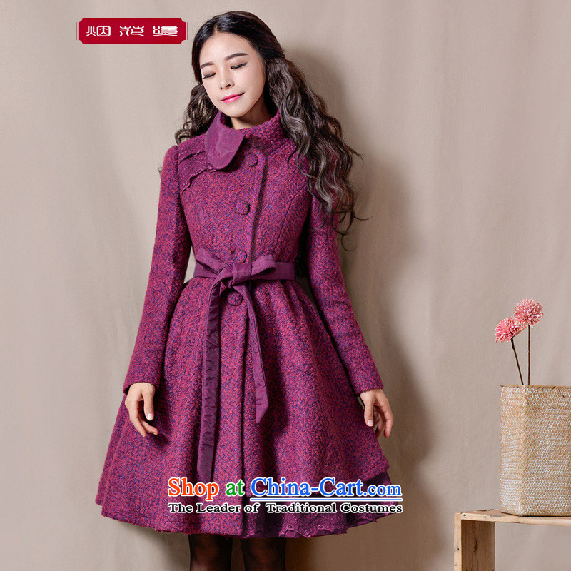 Fireworks Hot Winter 2015 new women's stylish lace stitching? coats jacket gross Sau San Mei Xuan of red M pre sales colorfulness 30 Days