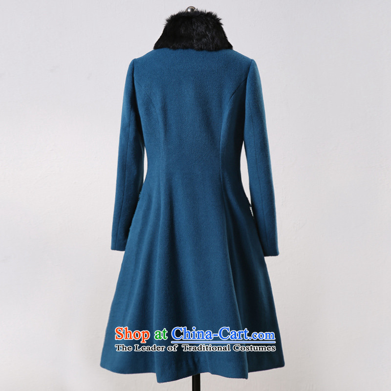 Fireworks Hot Winter 2015 new women's temperament gross for long-sleeved gross? coats of Sau San jacket continued to blue pre-sale XXL for 15 days, fireworks ironing shopping on the Internet has been pressed.
