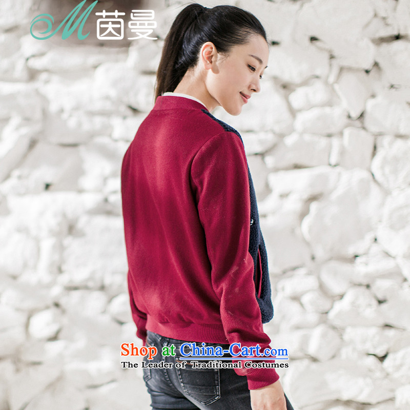 Athena Chu Cayman 2015 winter clothing new arts knocked color Lamb Wool Velvet stitching embroidered jacket girl (8540520174?- Wine red M Athena Chu (INMAN, DIRECTOR) , , , shopping on the Internet